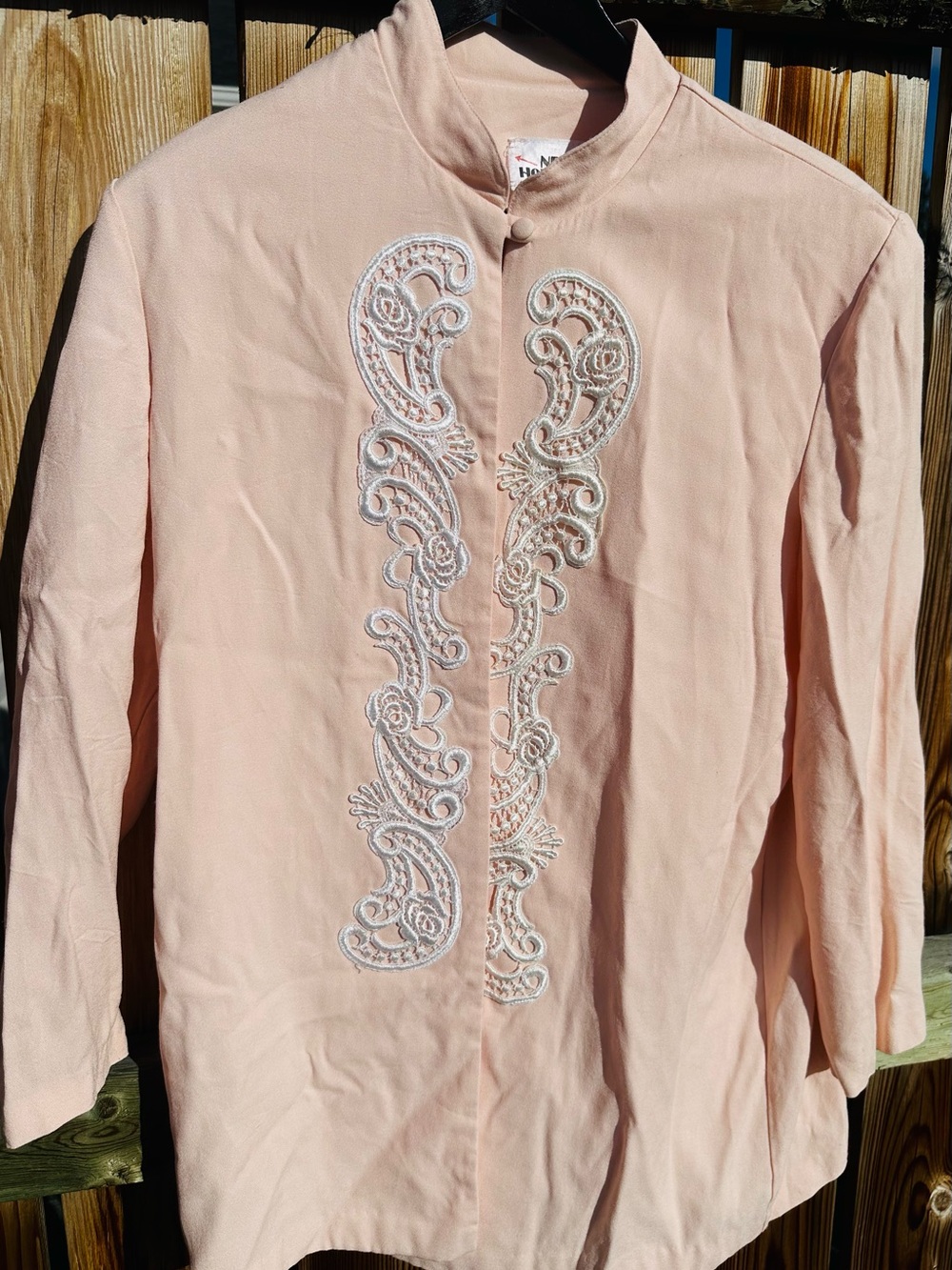 VINTAGE New Horizons Canada Pastel Pink Embroidered 2-in-1 Vest Jacket Blouse 15